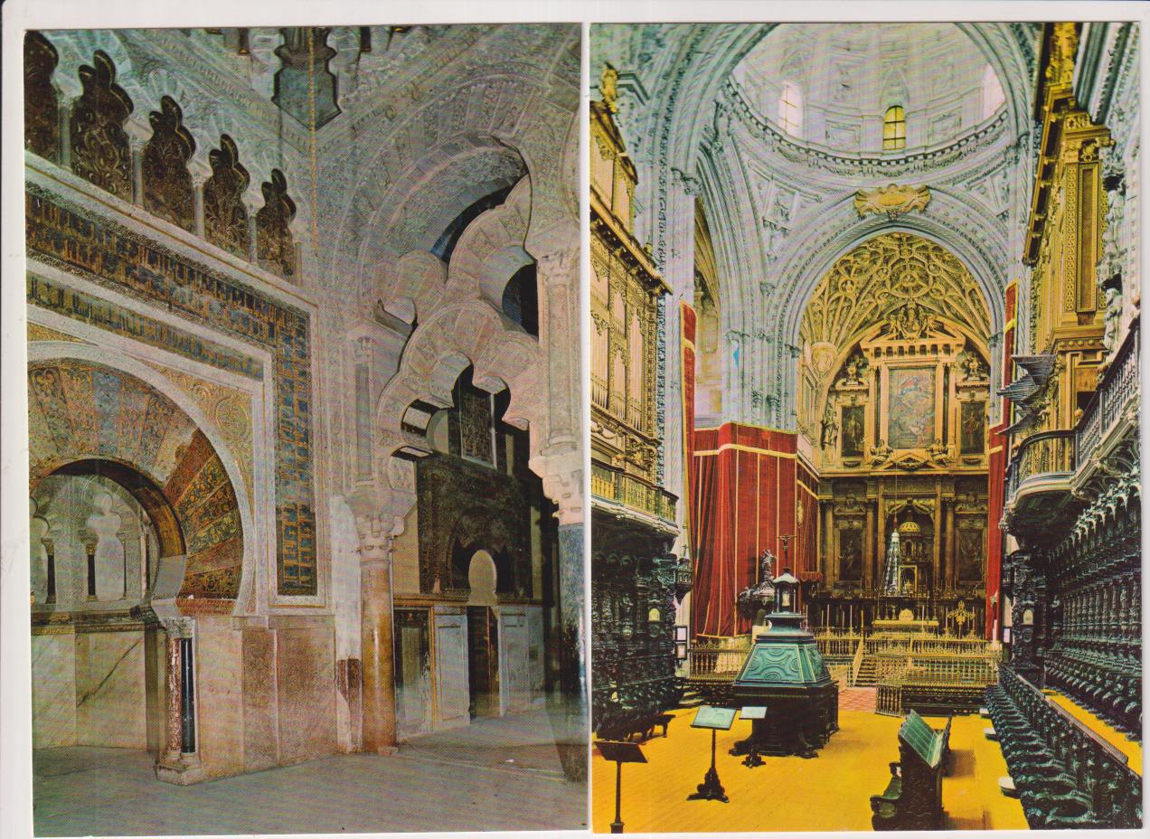 Córdoba.- Lote de 2 Postales de la Catedral: Vista del Mihrab y Vista del crucero