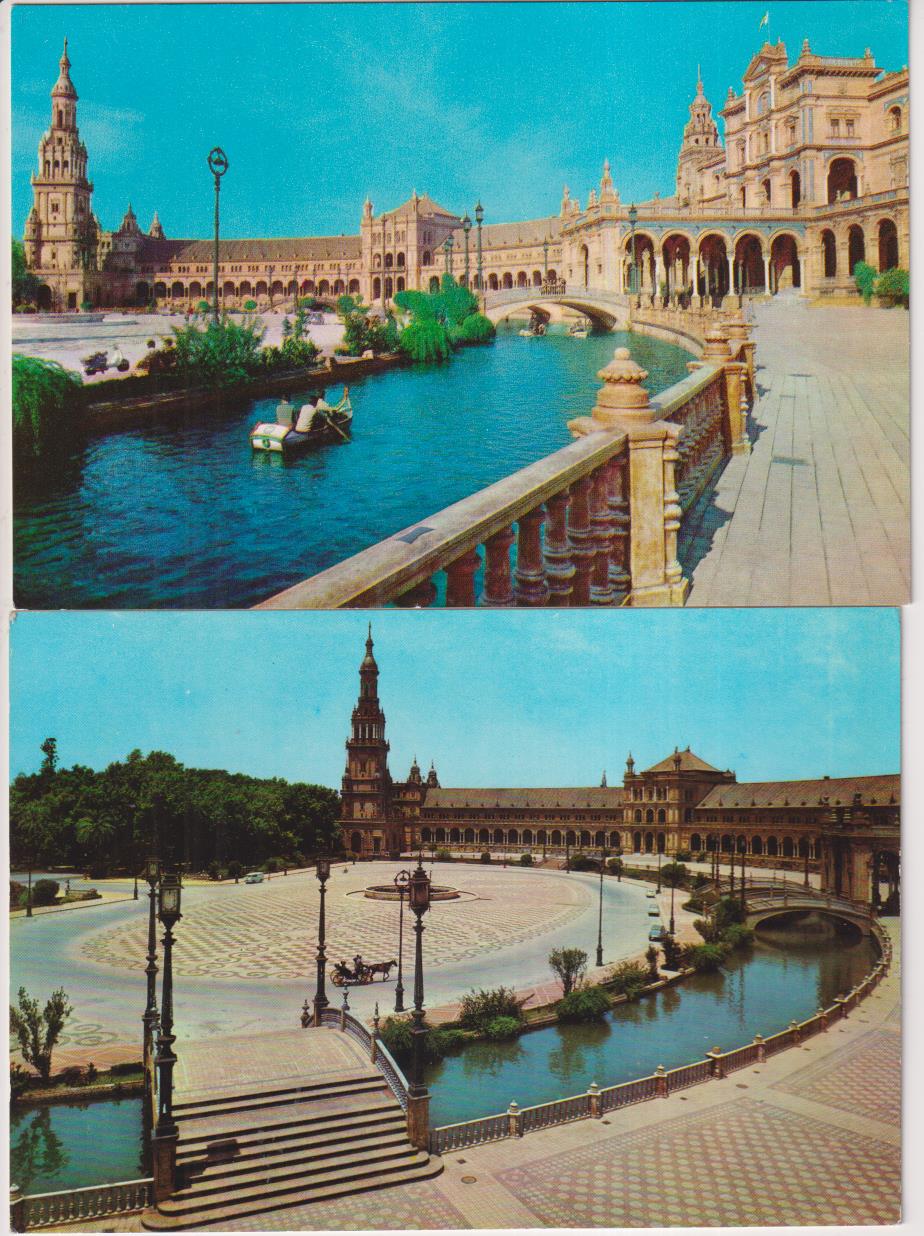 Sevilla.- Lote de 2 Postales de la Plaza España